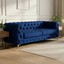 (Blue, 3 Seater) Monaco Chesterfield Sofa Range 2 Seater, 3 Seater, 3+2 Seater, Corner Sofa and Footstool