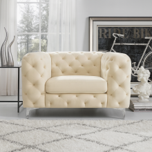 (Cream, Armchair) Monaco Chesterfield Sofa Range 2 Seater, 3 Seater, 3+2 Seater, Corner Sofa and Footstool