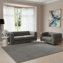 (Steel, 3+2 Seater) Monaco Chesterfield Sofa Range 2 Seater, 3 Seater, 3+2 Seater, Corner Sofa and Footstool