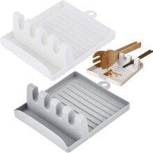 Silikonebestikholder, non-stick overflade med drypbakke til praktisk opbevaring og hurtig rengøring, et must-have for enhver kok (2 stk.)