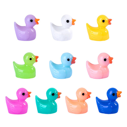 Assorted Miniature Duck Ornaments 100 Pieces Multi Colored Resin