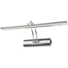 Applique murale élégante pour salle de bain, éclairage LED blanc chaud intégré, finition nickel brossé, design linéaire épuré pour salles de