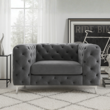 (Steel, Armchair) Monaco Chesterfield Sofa Range 2 Seater, 3 Seater, 3+2 Seater, Corner Sofa and Footstool