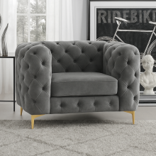 (Grey, Armchair) Monaco Chesterfield Sofa Range 2 Seater, 3 Seater, 3+2 Seater, Corner Sofa and Footstool