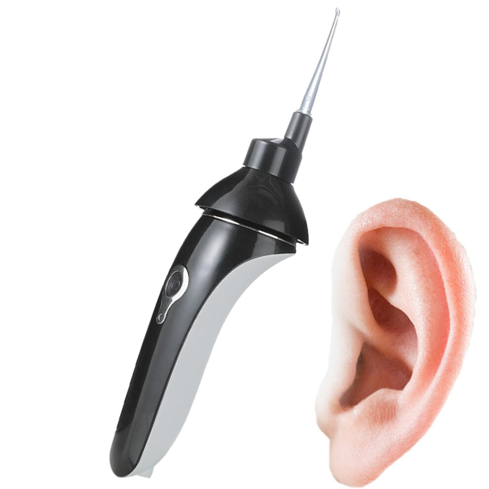 Black Electric Ear Pick Painless Ear Wax Cleaning Tool, Ear Scoop Cleaner, Comfortable Earwax Removal, Family Safe Use
