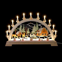 Batteriebetriebener Kerzenbogen für Weihnachtsdekoration, indirekt beleuchtete hölzerne Krippe mit LED-Beleuchtung, handbemalte traditionelle