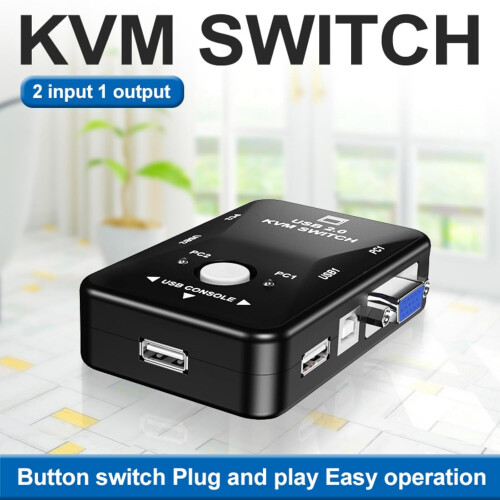 USB2.0 KVM Switcher 1080P VGA Splitter For Computer Peripherals Control Plug And Play No Software 1.5 M Cable 1