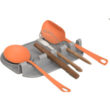 Silikon-Utensilienablage, hitzebeständig mit Tropfschutzmatte, Halter für mehrere Küchenutensilien und Topfdeckel, rutschfester Boden für
