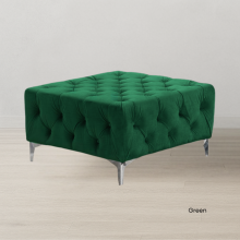 (Green, Footstool) Ashton Scatter Back 5 Seater Corner Sofa in Plush Velvet Luxury Comfort Living Room Seating