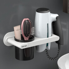Elegante soluzione per riporre gli oggetti in bagno, supporto per asciugacapelli resistente al calore con tazza in acciaio inossidabile, organizer