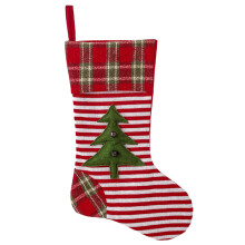 Home Decor Christmas Stocking, Embroidered Stocking with Festive Knitted Pattern, Hanging Stocking for Mantel Fireplace and Christmas Tree Display