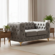 (Silver, 2 Seater) Monaco Chesterfield Sofa Range 2 Seater, 3 Seater, 3+2 Seater, Corner Sofa and Footstool