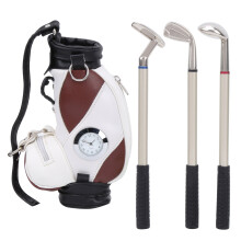 Mini-Desktop-Golftasche, Stiftuhr, Zinklegierung,