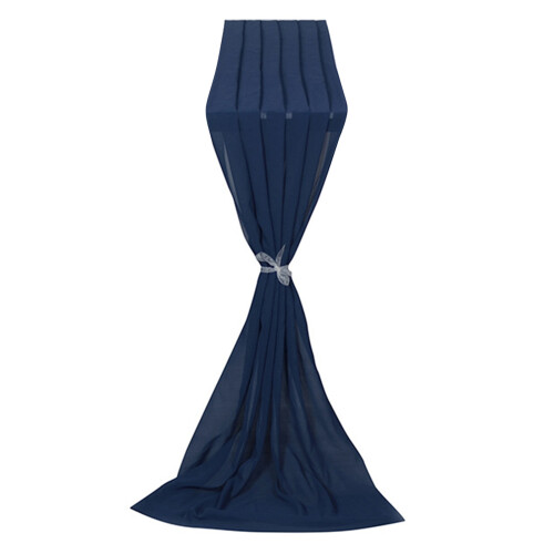 Chemin de Table en mousseline de soie, décorations-Bleu marine
