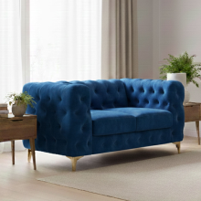 (Blue, 2 Seater) Monaco Chesterfield Sofa Range 2 Seater, 3 Seater, 3+2 Seater, Corner Sofa and Footstool