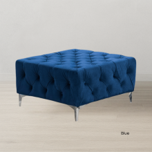 (Blue, Footstool) Monaco Chesterfield Sofa Range 2 Seater, 3 Seater, 3+2 Seater, Corner Sofa and Footstool