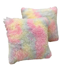 Copripiumino tie-dye in morbida pelliccia sintetica, decorativo con effetto arcobaleno, set da 2 pezzi per letto e divano (dimensioni quadrate,