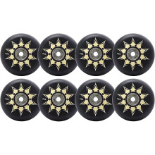 Inline Skate Wheels 8Pack 76mm PU Black For Indoor Outdoor Use Compatible With Most Inline Skates