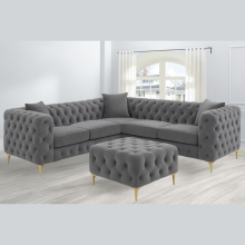 (Steel, 5 Seater Corner) Monaco Chesterfield Sofa Range 2 Seater, 3 Seater, 3+2 Seater, Corner Sofa and Footstool