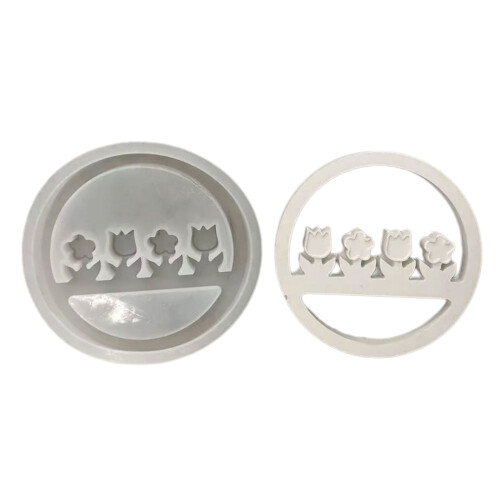 Moules en résine de forme circulaire, en Silicone, pour-2 fleurs