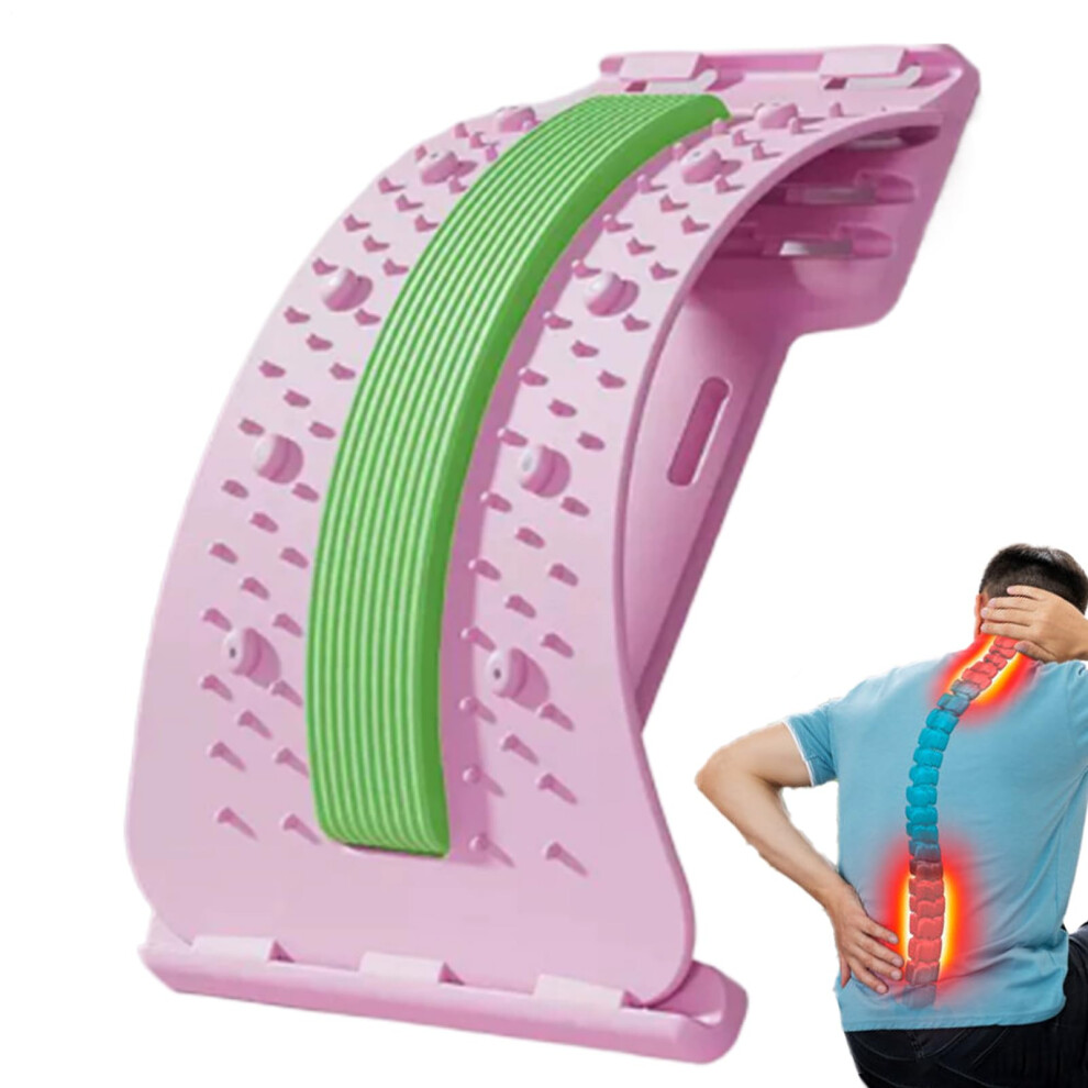 Pink Back Stretcher 3Level Adjustable Back Cracking Device, Nonslip Massager, Spine Corrector For Muscle Recovery,