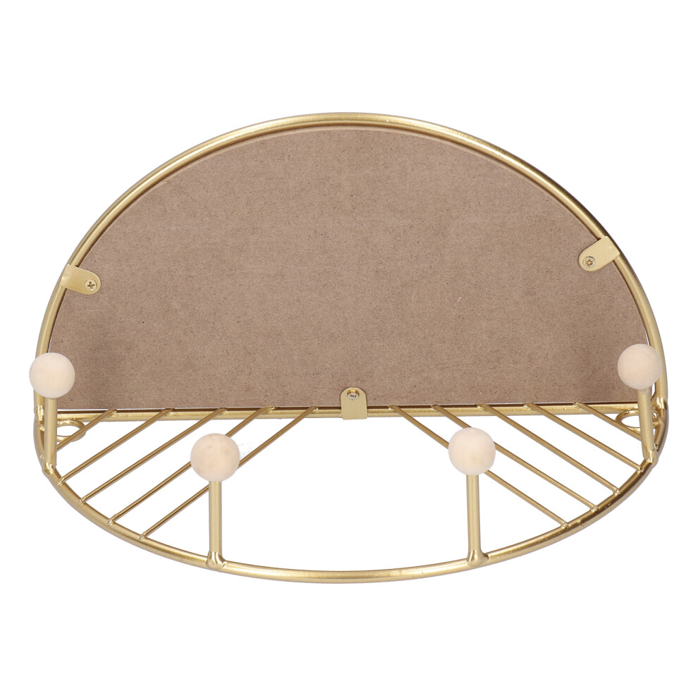 Multifunctional Metal Floating Shelf Wall Mounted Storage Rack With Free Of Punching Installation Method Durable Wrought Iron Frame Smooth Wooden Hook 9198585646131