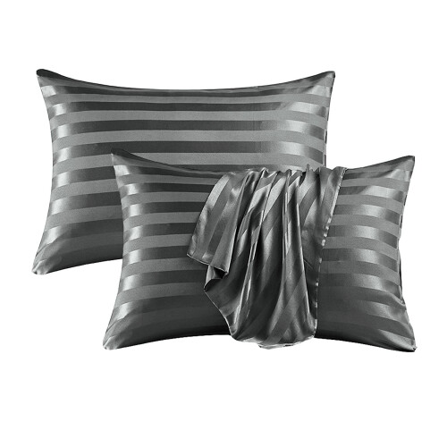 Taie d'oreiller à Texture lisse, 2 pièces, rayures-Q taille 3