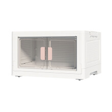 Home Organization Bin Stackable Clear Doors-Double door pink