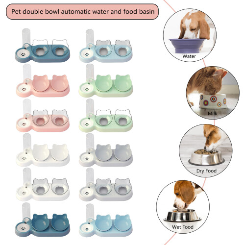 Convenient Pet Feeding Bowl-dark biue1   solid color bowl 2
