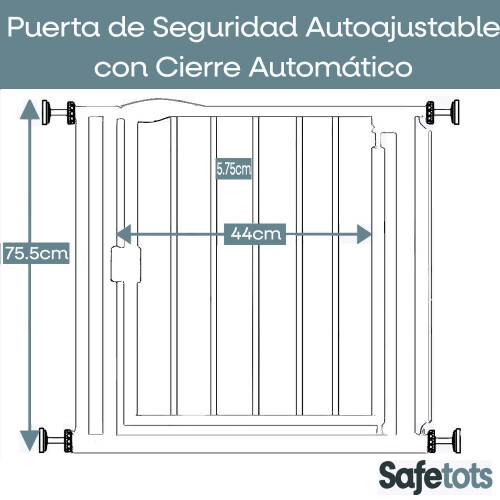 Safetots (Blanco, 75cm - 82cm) Safetots Puerta de Seguridad Autoajustable con Cierre Automático 2