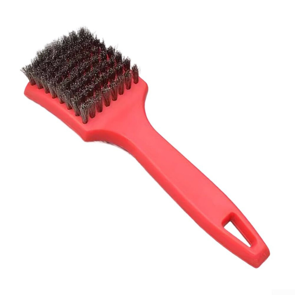 Steel Wire Brush For Auto Tire And Wheel Hub Cleaning, Handle, Dense Bristles, Sturdy Ergonomic Grip, Universal Fit Red 9323874394435