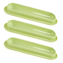 3pcs Multiple Cats Dining Plate Long Shape Pet Feeding-Green