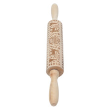 Presente perfeito para inauguração de casa, rolo de massa ergonômico com gravação em relevo e padrão natalino, utensílio decorativo, madeira