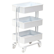Metall-Servierwagen mit multifunktionalem, dreistufigem Organizer, höhenverstellbarem Griff und ergonomischem Lenker, 360-Drehrollen mit