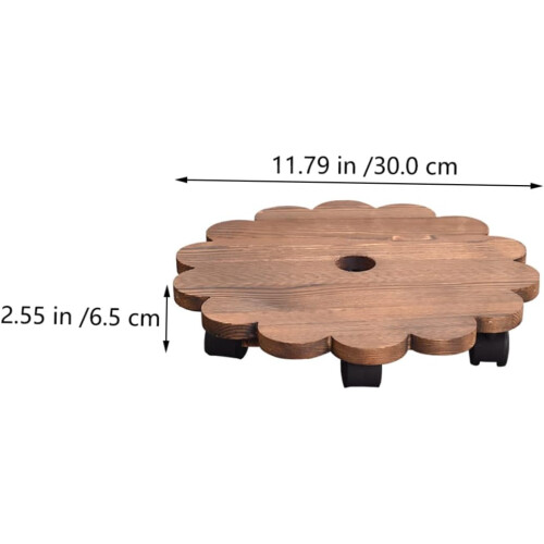 Roller Base Pot Tray For Indoor Plants Solid Wood Rolling Trough Planter With Drainage And Easy Moving 2