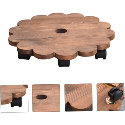 Roller Base Pot Tray For Indoor Plants Solid Wood Rolling Trough Planter With Drainage And Easy Moving 1