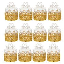 Lot de 12 boîtes à sucre en plastique,-coeur de cygne doré