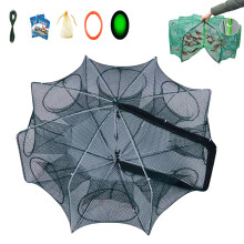 Folded Fishing Bait Trap Foldable 8Hole Minnow Trap Crab Trap Crawfish Net Trap Shrimp Net Trap