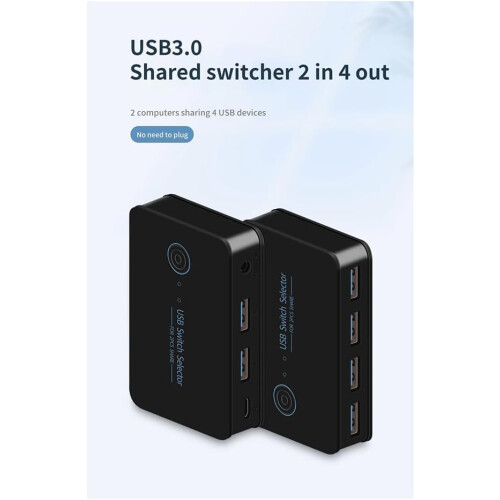 USB 3.0 KVM Switch 2 In 4 Out USB Shared Switcher For Laptop PC Keyboard Mouse Printer 2