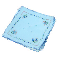 10Pcs Womens Cotton Handkerchiefs Florals-Style 3 blue