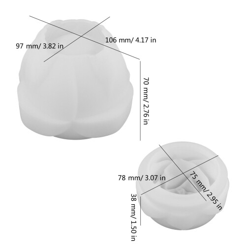 Rose Flower Candle Cup Molds for Making Candle Cup Storage Jar 2