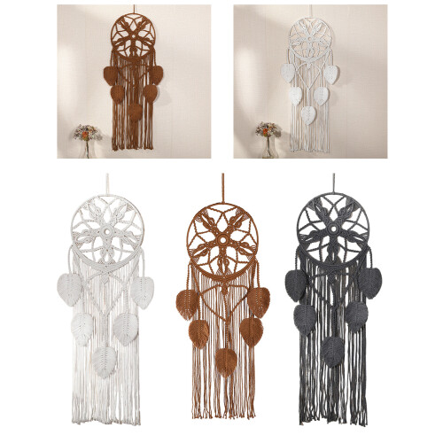 Hand Woven Wall Hangings Leaf Tassels-caramel colour 2