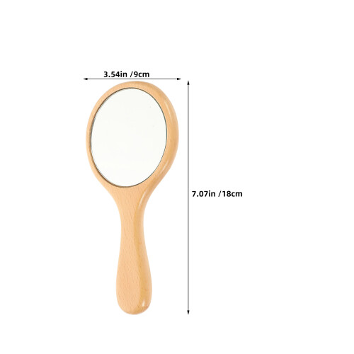 4Pcs Espelhos De Mão Com De De Faia Portáteis 1