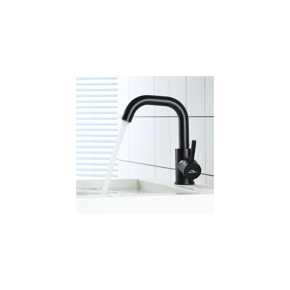 Lead-Free Stainless Steel Faucet, 360-Degree Swivel Spout For Effortless Cleaning, Matte Black Finish, High-Precision Ceramic Cartridge Ensures Reliab 9061222304940