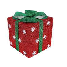 Beleuchtete Geschenkboxen, Weihnachtsdekorationen, LED-Lichterkette mit warmen Elchen und Schleifen, Set inklusive faltbarer, wiederverwendbarer