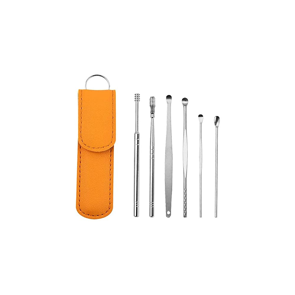 Yellow Earwax Cleaner Tool Set Spiral Design Stainless Steel Ear Picks Ear Curette Cleaner Ear Wax Remover Tool With Storage Box