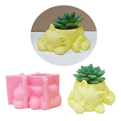 Pots de fleurs, moules en Silicone, chats endormis, succulents, 1