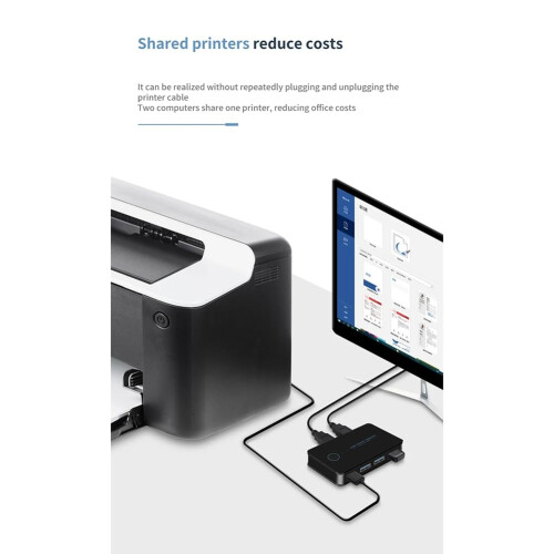 USB 3.0 KVM Switch 2Input 4Output USB Shared Switcher For Laptop And PC Keyboard Mouse Printer Easy To Use 2