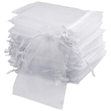 100 st. vit nätpåse, 10x12 cm genomskinlig dragskopåse, liten presentpåse, smyckespåse, bröllops-, högtids- och födelsedagsfestpåse