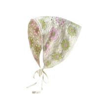 Gehäkeltes Bandana-Kopftuch, Haarschal, gestrickte-Mehlfarbe